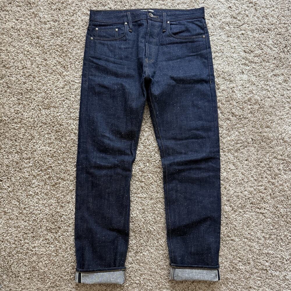The Unbranded Brand UB243 Tapered Fit Neppy 18oz Selvedge Blue Jeans Size 34x32